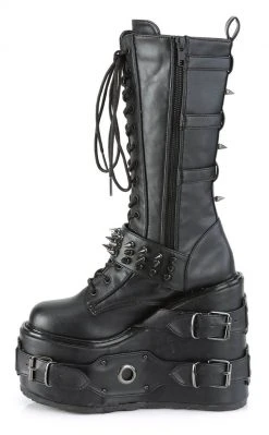 Demonia SWING-327 Black Vegan Leather Platform Knee High Boots