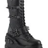 Demonia SWING-327 Black Vegan Leather Platform Knee High Boots