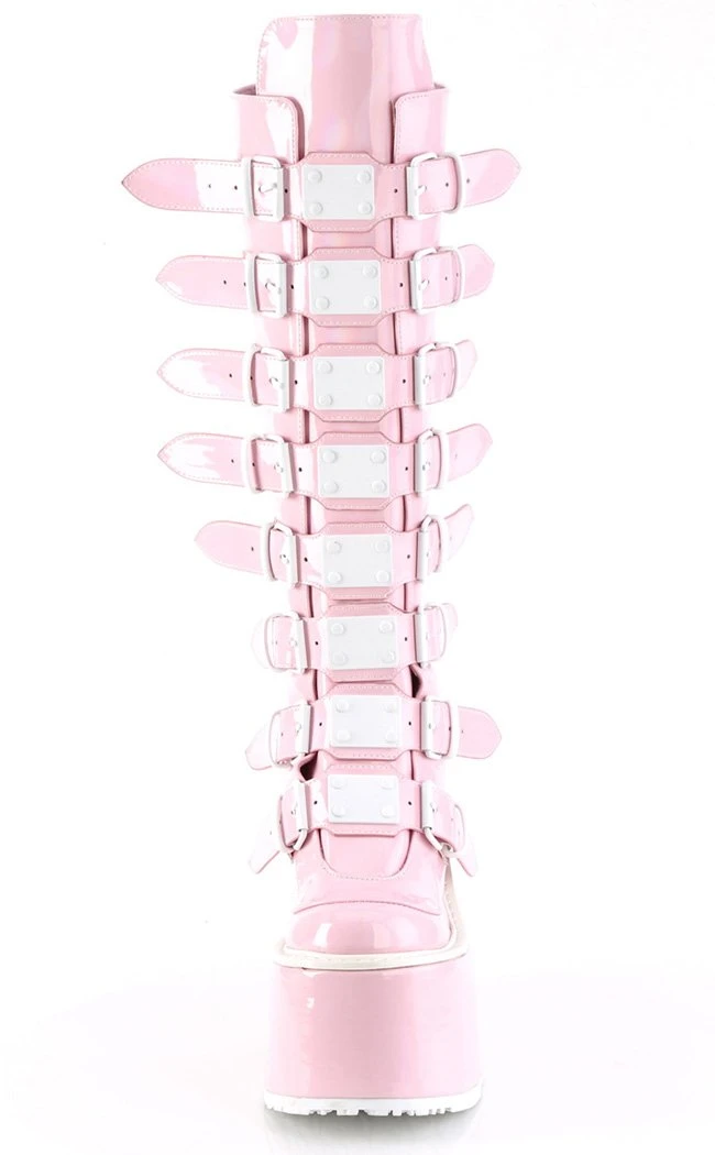 Demonia SWING-815 Baby Pink Holographic Trinity Platform Knee High Boots Shoes 6 Demonia SWING-815 Baby Pink Holographic Trinity Platform Knee High Boots Shoes