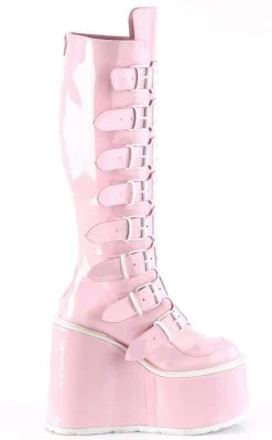 Demonia SWING-815 Baby Pink Holographic Trinity Platform Knee High Boots Shoes 13 Demonia SWING-815 Baby Pink Holographic Trinity Platform Knee High Boots Shoes
