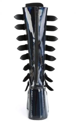 Demonia Shoes SWING-815 Black Holo Trinity Platform Knee High Boots