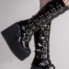 Demonia Shoes SWING-815 Black Patent Trinity Platform Knee High Boots