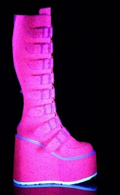 Demonia SWING-815 Pink Glitter Trinity Platform Knee High Boots Shoes
