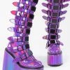 Demonia SWING-815 Purple Holo Trinity Platform Knee High Boots (Au Stock) Shoes