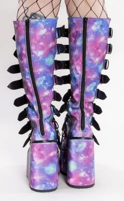 Demonia SWING-815 UV Galaxy Trinity Platform Knee High Boots (Au Stock)