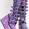Demonia Shoes SWING-815 UV Galaxy Trinity Platform Knee High Boots