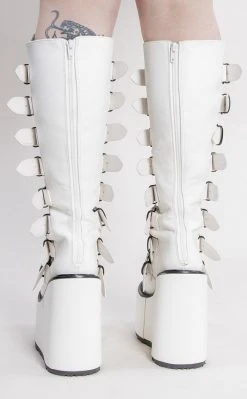 Demonia SWING-815 White Trinity Platform Knee High Boots (Au Stock)