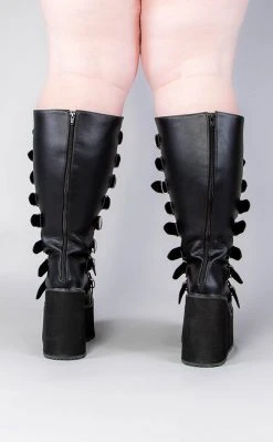 Demonia Plus Size SWING-815WC Black Matte Trinity Knee High Boots | Wide Calf (Au Stock)