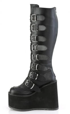 Demonia Plus Size SWING-815WC Black Matte Trinity Knee High Boots | Wide Calf (Au Stock)