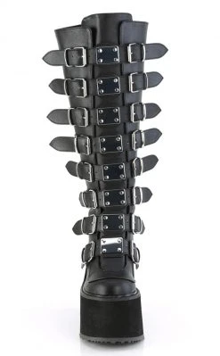 Demonia Plus Size SWING-815WC Black Matte Trinity Knee High Boots | Wide Calf