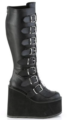 Demonia Plus Size SWING-815WC Black Matte Trinity Knee High Boots | Wide Calf