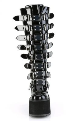 Demonia SWING-815WC Black Patent Trinity Knee High Boots | Wide Calf (Au Stock)