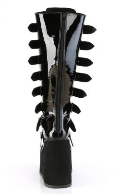 Demonia SWING-815WC Black Patent Trinity Knee High Boots | Wide Calf (Au Stock)