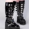 Demonia SWING-815WC Black Patent Trinity Knee High Boots | Wide Calf (Au Stock)