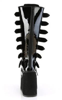 Demonia Plus Size SWING-815WC Black Patent Trinity Knee High Boots | Wide Calf