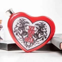 Drop Dead Gorgeous See You In Hell Heart Flask Home & Gifts