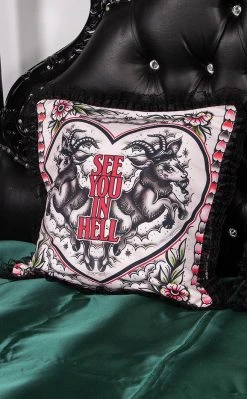 Drop Dead Gorgeous Home & Gifts See You In Hell Frilly Cushion Slip