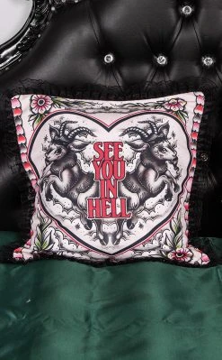 Drop Dead Gorgeous Home & Gifts See You In Hell Frilly Cushion Slip
