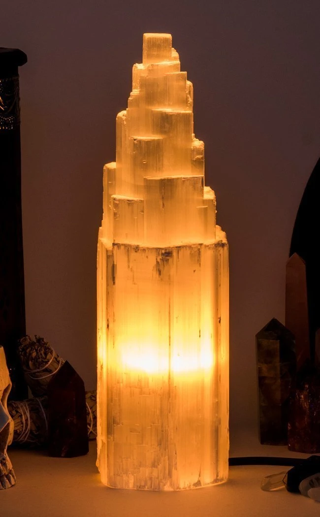 Crystals Selenite Crystal Lamp - Large 35-40cm 5 Crystals Selenite Crystal Lamp - Large 35-40cm