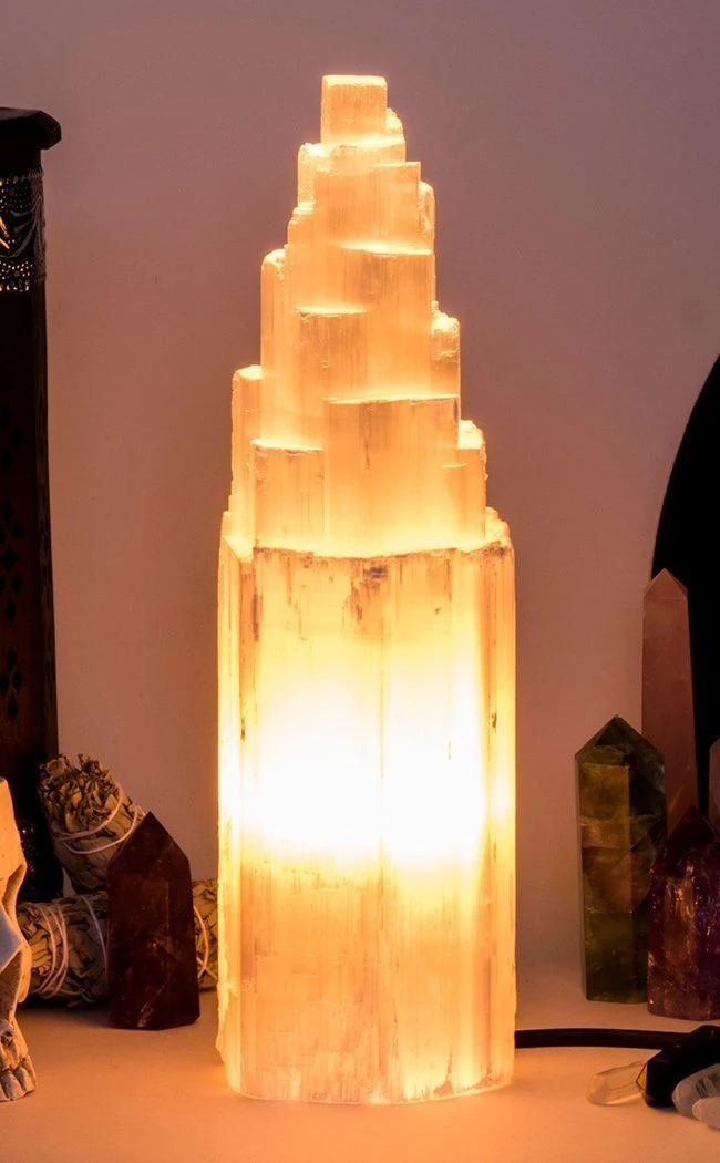 Crystals Selenite Crystal Lamp - Large 35-40cm 3 Crystals Selenite Crystal Lamp - Large 35-40cm