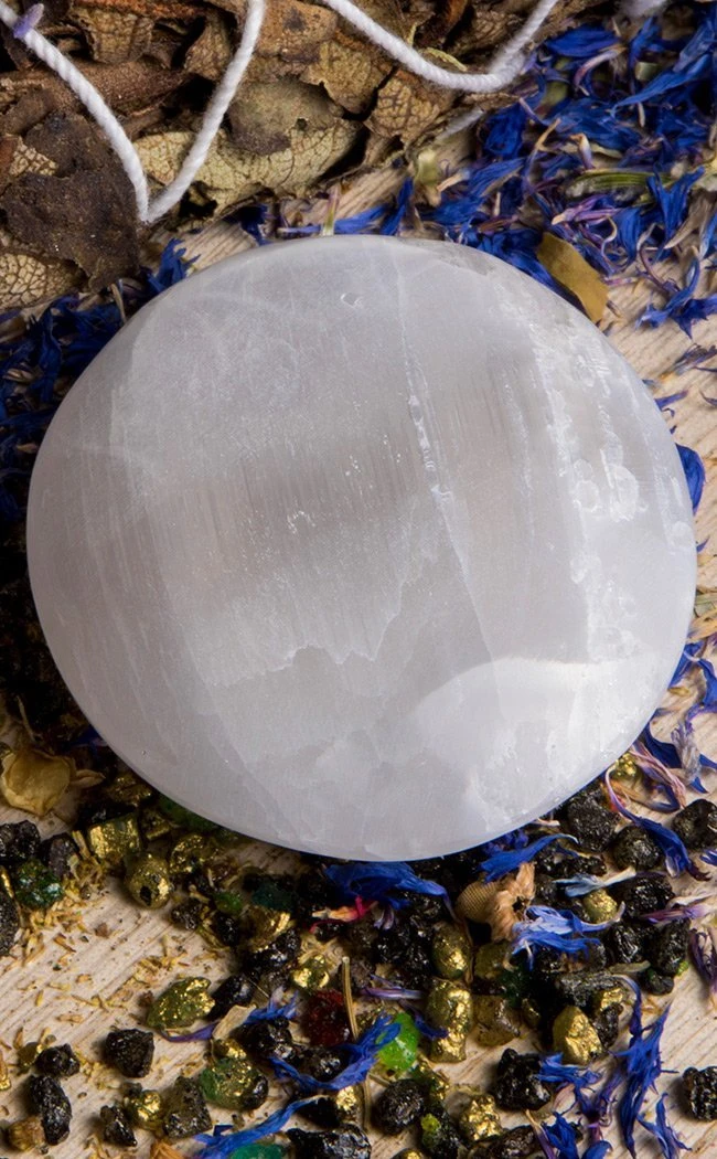 Crystals Selenite Palm Stone 4 Crystals Selenite Palm Stone