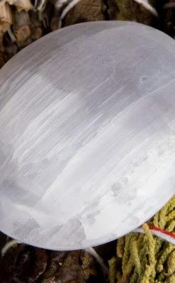 Crystals Selenite Palm Stone 7 Crystals Selenite Palm Stone
