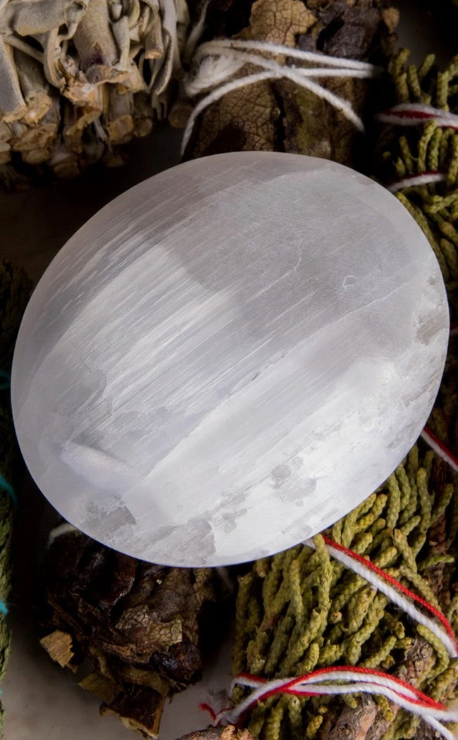 Crystals Selenite Palm Stone 3 Crystals Selenite Palm Stone