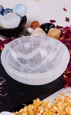 Crystals Selenite Ridged Charging Bowl 10cm Witchcraft