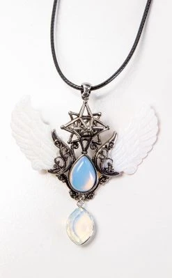 Gothic Jewellery Seraph Pendant Necklace | Moonstone