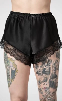 Killstar Severina Satin Shorts | Black Clothing