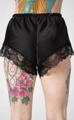 Killstar Severina Satin Shorts | Black Clothing
