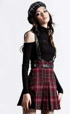 Killstar Shadows Suspender Mini Skirt | Blood Tartan Clothing