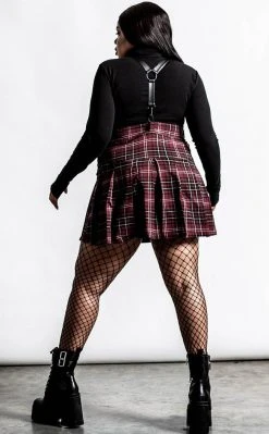 Killstar Shadows Suspender Mini Skirt | Blood Tartan Clothing