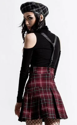 Killstar Shadows Suspender Mini Skirt | Blood Tartan Clothing