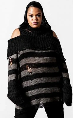 Killstar Clothing Shallow Grave Hooded Knit Sweater