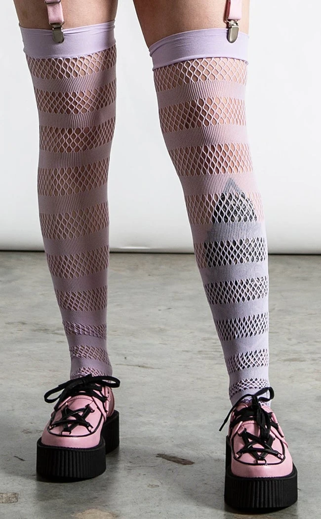 Killstar Clothing Sheena Fishnet Stockings | Lilac 3 Killstar Clothing Sheena Fishnet Stockings | Lilac
