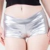 Music Legs Shiny Booty Shorts Silver