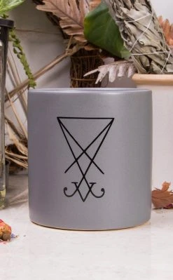Death By Plants Home & Gifts Sigil Of Lucifer Plant Pot | Black On Grey