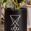 Death By Plants Sigil Of Lucifer Plant Pot | White On Black