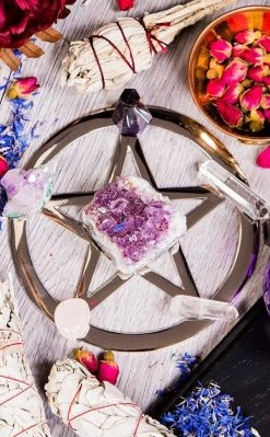 TB Silver Plated Cut-Out Pentagram Altar Tile | 20cm New Arrivals