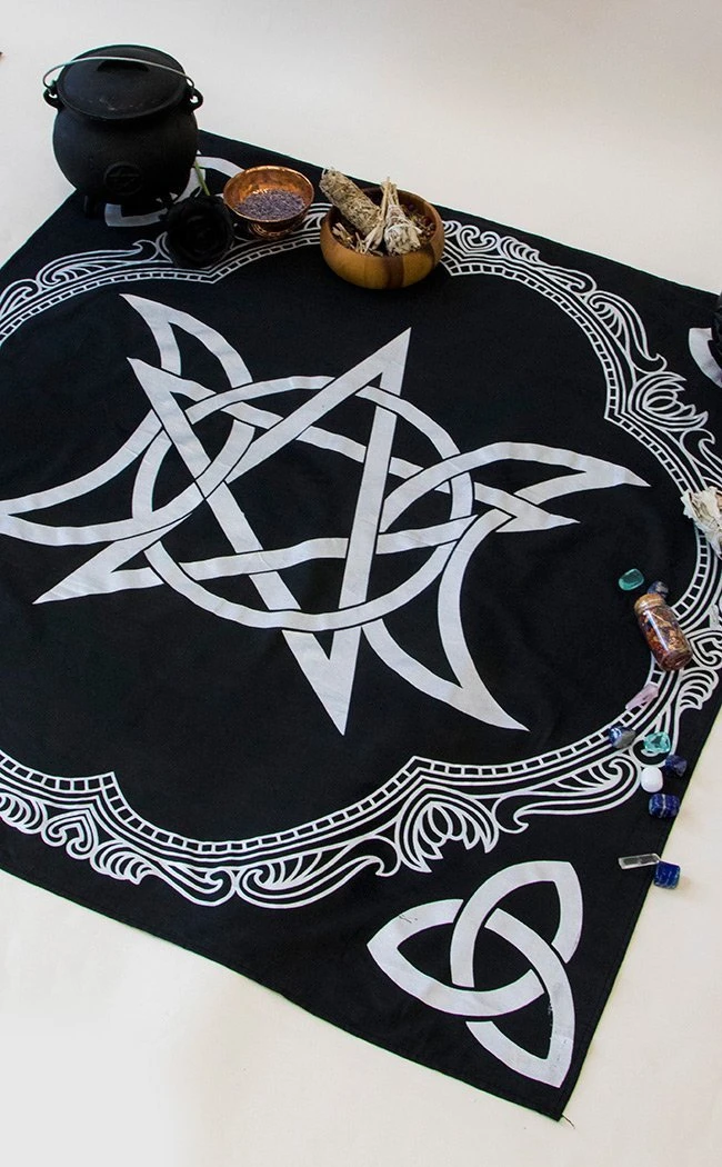 Altar Cloths Silver Triple Moon Pentacle Altar Cloth 3 Altar Cloths Silver Triple Moon Pentacle Altar Cloth