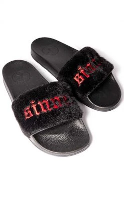 BlackCraft Sinner Faux Fur Pool Slides