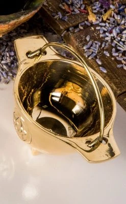 Cauldrons Solid Brass Cauldron | Gold Pentagram