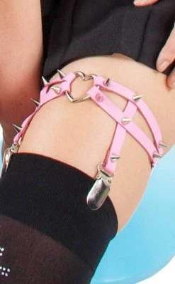 Cold Black Heart Clothing Spike Heart Garter Pink