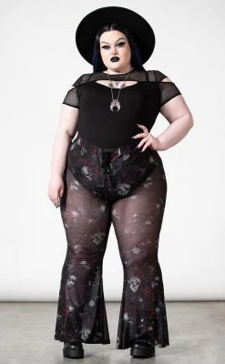 Killstar Clothing Spirala Mesh Bell Bottoms