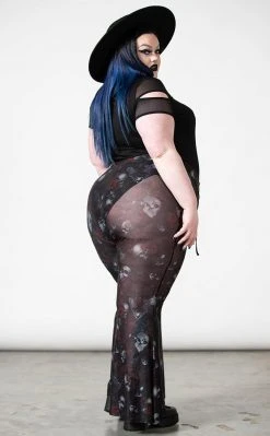 Killstar Clothing Spirala Mesh Bell Bottoms
