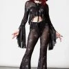 Killstar Clothing Spirala Mesh Bell Bottoms