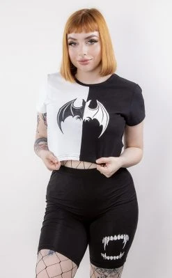 Black Friday Split Bat Print Goth Tee