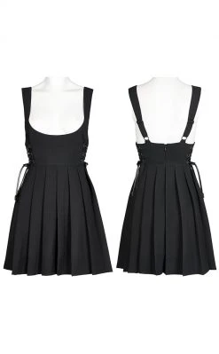 Punk Rave Clothing Stone Silence Pleated Dress | Black
