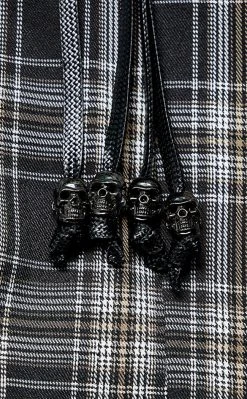 Punk Rave Stone Silence Pleated Dress | Black & Yellow Tartan Clothing